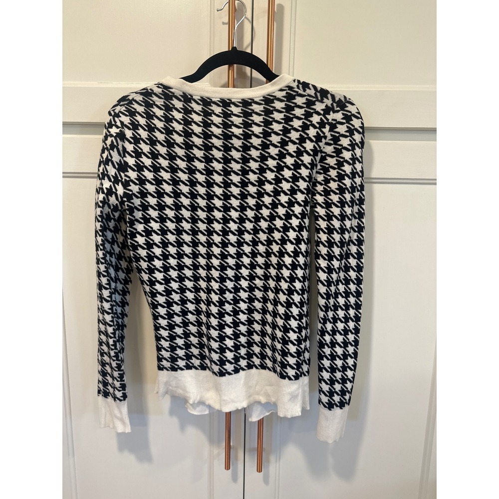 Preppy a new day Houndstooth Cardigan Sweater Black White XS Button Front cotton - Picture 7 of 7
